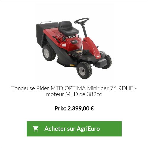 Tondeuse Rider MTD OPTIMA Minirider 76 RDHE - moteur MTD de 382cc