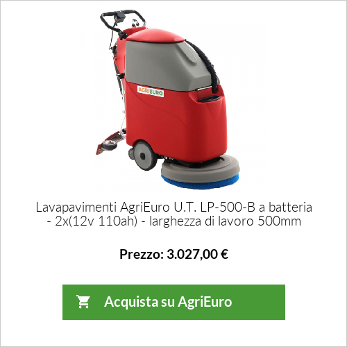 Lavapavimenti AgriEuro U.T. LP-500-B a batteria - 2x(12v 110ah) - larghezza di lavoro 500mm